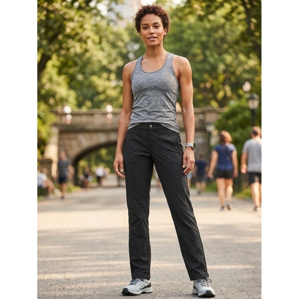 Athleta Trekkie Hike Pants Black Ripstop Straight Leg Outdoor Trousers 596341 10